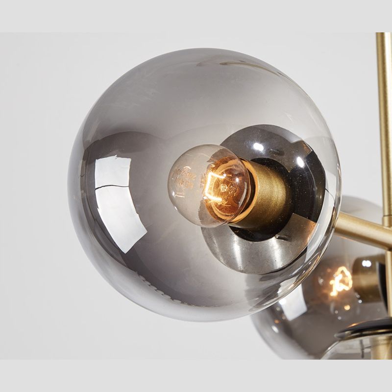 Wrought Iron Island Pendant Light in Modern Luxury Style Glass Sputnik Ceiling Light for Dining Room