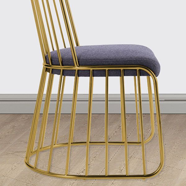 Glam Metal Dining Room Chair Windsor Back Side Chair for Home Use