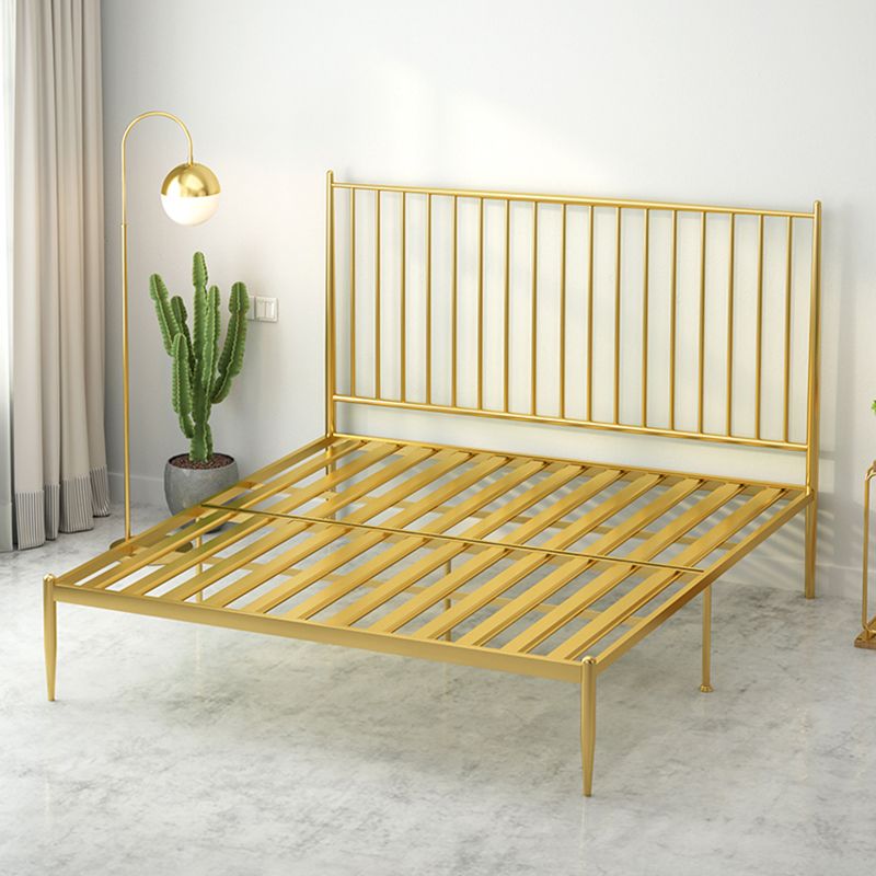 Modern Style Metal Slat Standard Bed with Rectangular Headboard
