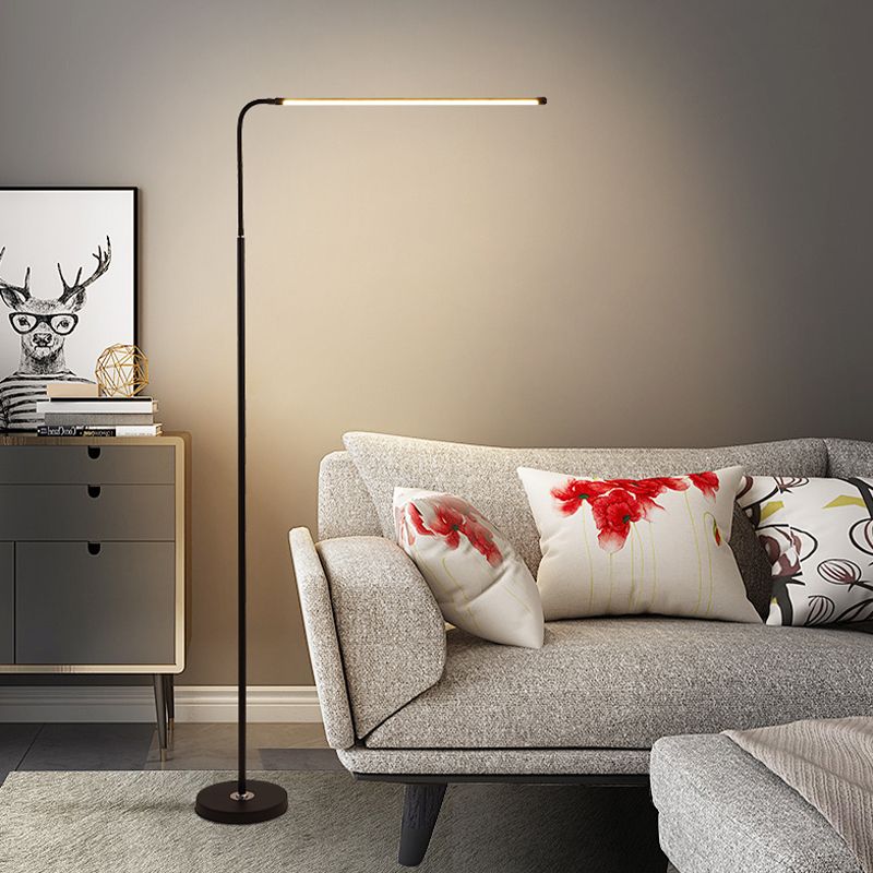 Linear Shape Metal Floor Light Modern Style 1 Light Floor Light Fixtures in Black