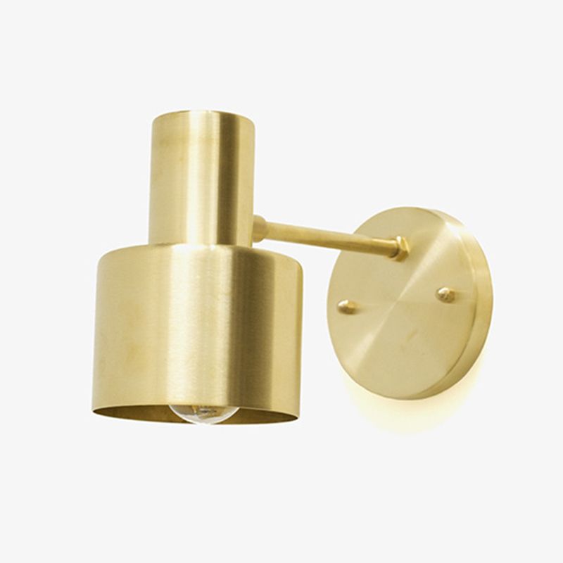 Drum Shape Metal Wall Light Modern Style 1-Light Wall Light Sconce in Gold