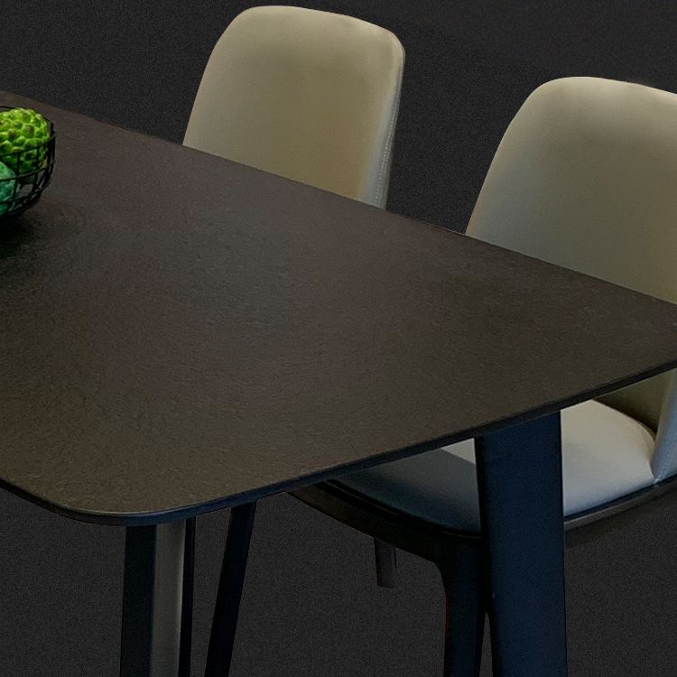 Black Dinette Table with 4 Legs Contemporary Dining Table for Home