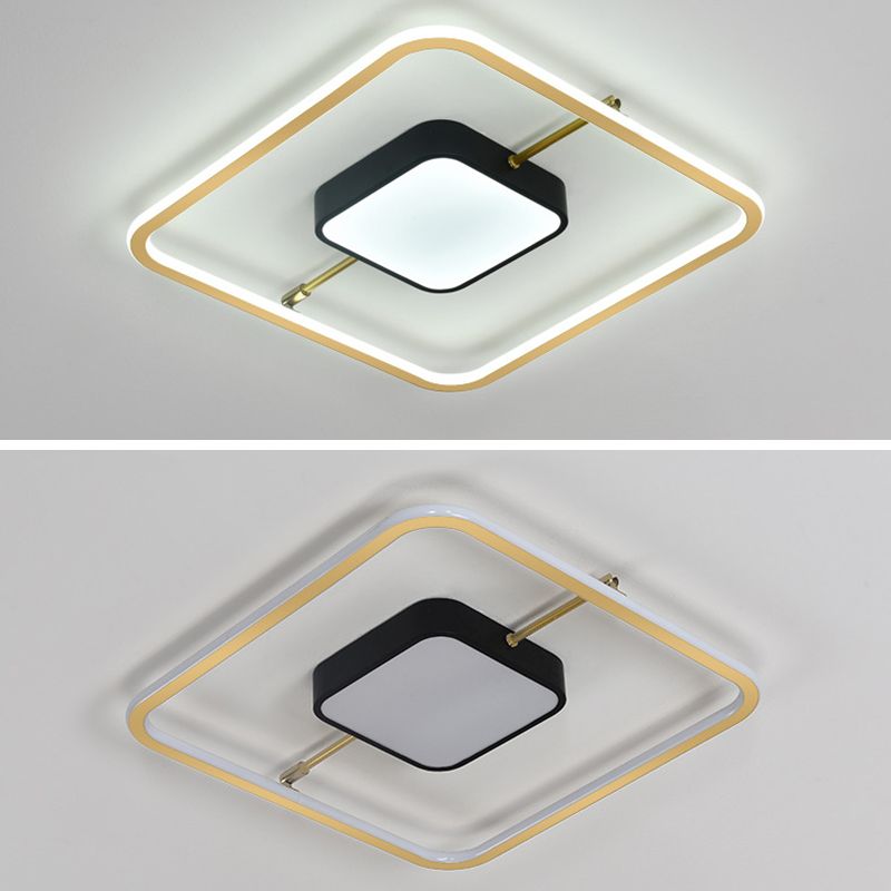 Nordic Square Aluminum Flush Mount Light Bedroom LED Ceiling Flush Mount Light Fixture