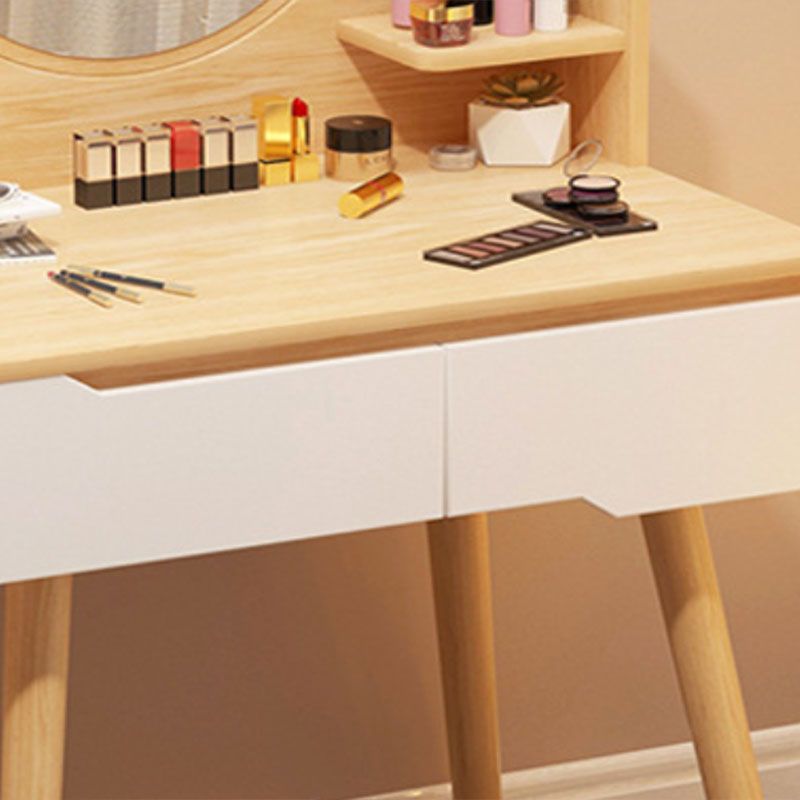 Contemporary Wooden Make-up Vanity with Shelves and 2 Drawers