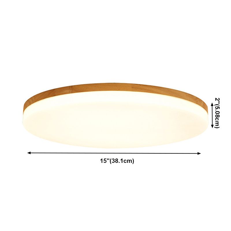 LED-plafondlamp met ronde vorm, modern hout, 1 licht, inbouw voor gangpad-eetkamer