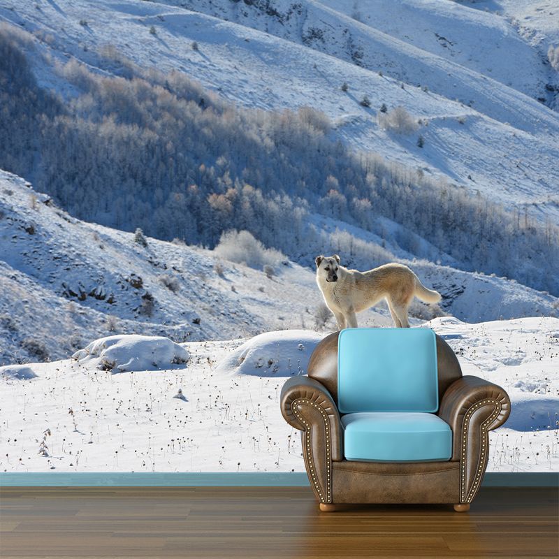 Nature Snow Mountain Wall Mural Mildew Resistant for Sitting Room Bedroom