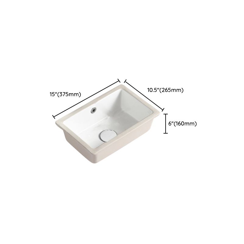 Traditional Undermount Vanity Sink Rectangular with Overflow and Drain Assembly Vessel