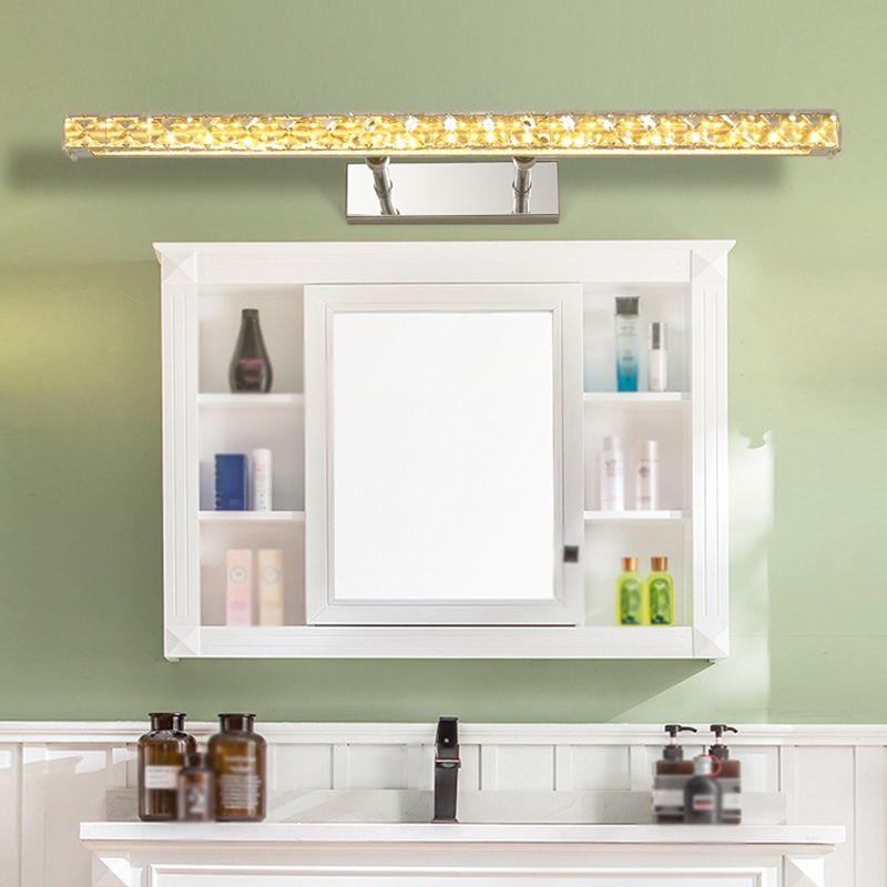 1 Light Linear Vanity Lighting Fixtures Modern Style Crystal LED Mirror Lights