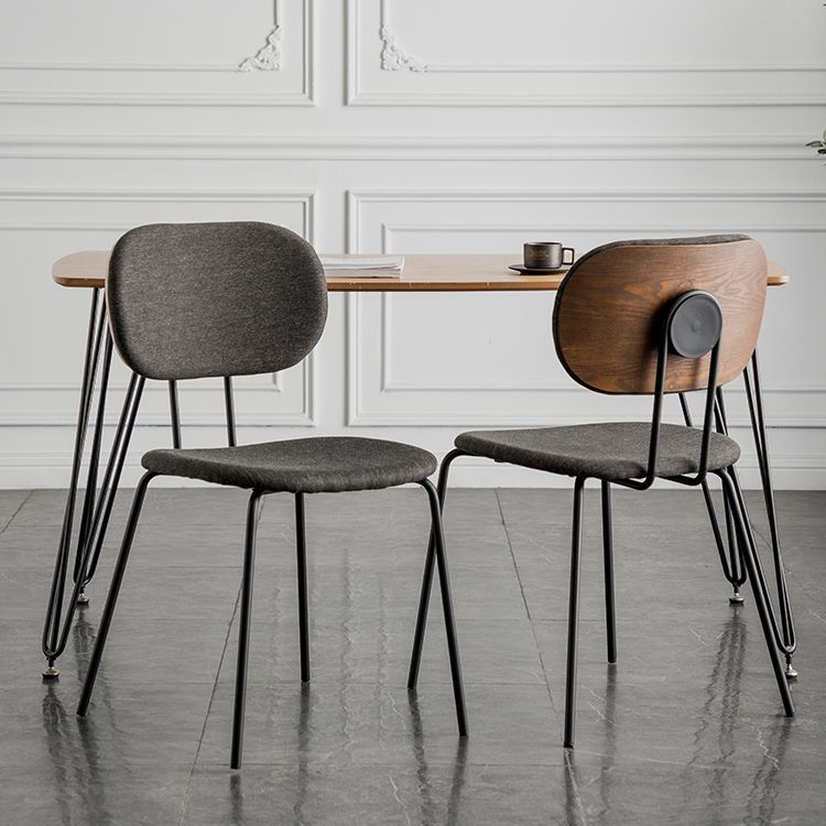 Industrial Style Linen Fabric Dining Chair Open Back Dining Side Armless Chair