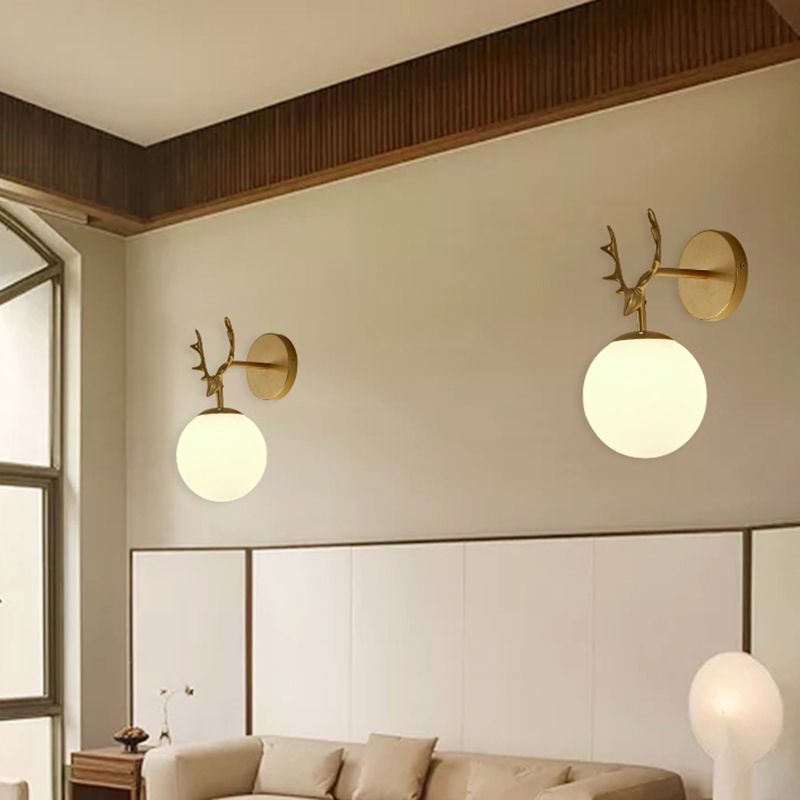 Modern Style Spherical Shape Wall Sconce Glass 1 Light Sconce Lighting for Bedroom