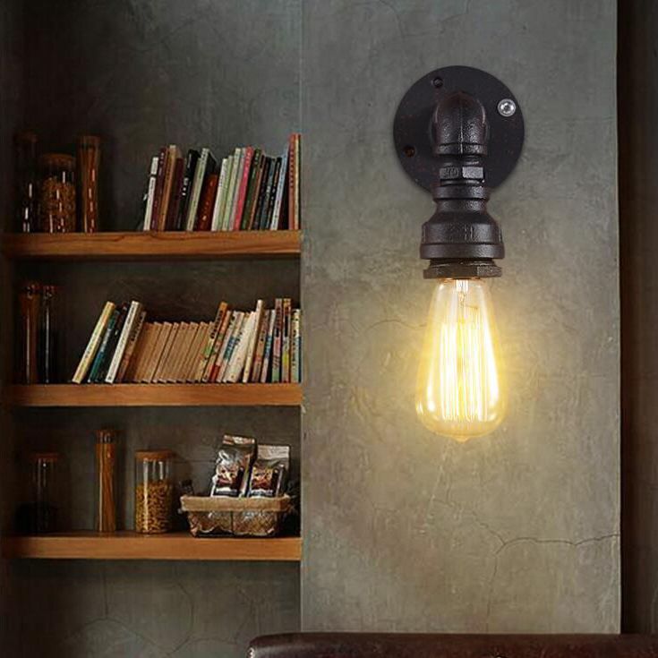 Pipa dell'acqua ombra illuminazione a parete metallica in stile industriale 1 lampada montata a parete