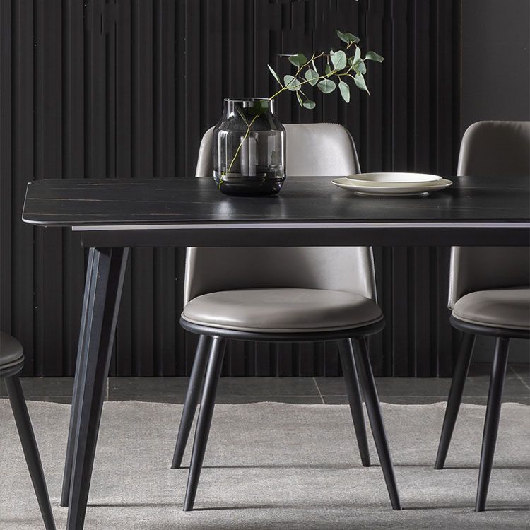 Modern Dining Table Set 1/4 Pcs Sintered Stone Dining Table with Faux Leather Chairs