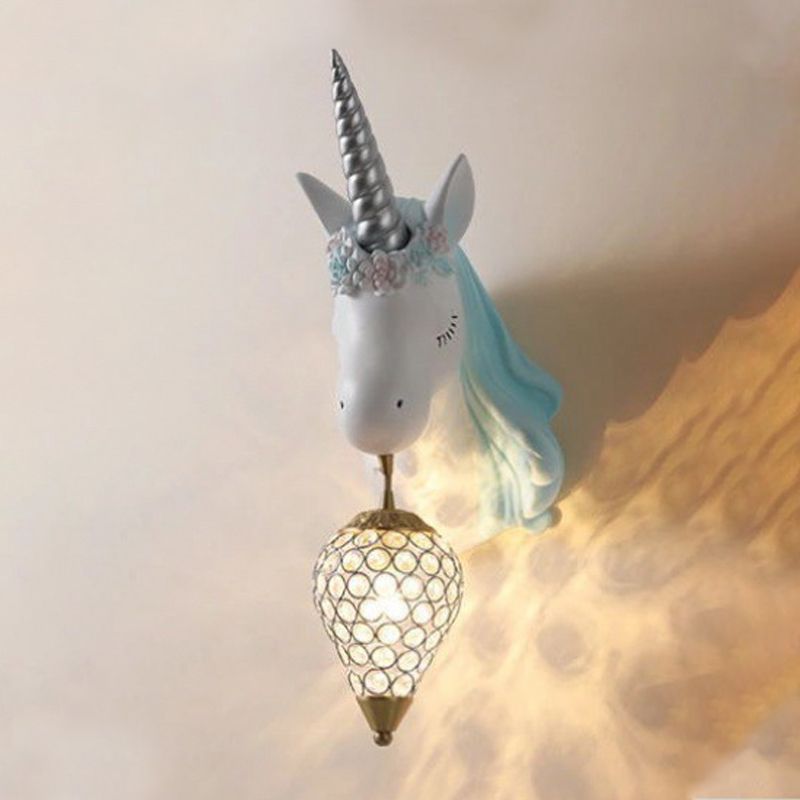 Applexion murale en forme de licorne en forme de luminaire mural en verre