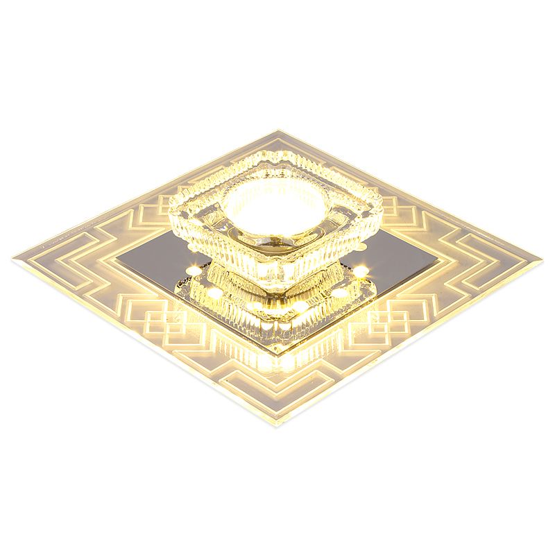 Plafonnier LED en cristal de style moderne, plafonnier encastré avec trou de 2 à 4 pouces de diamètre