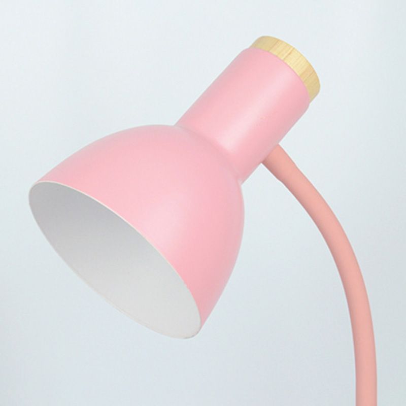 Dome Shade Nordic Style Table Lampe 18 "Hauteur de lite de lecture de chevet avec base ronde en bois