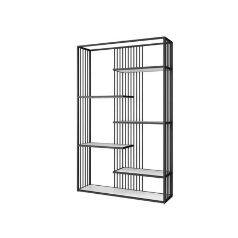 Gold and Black Etagere Book Shelf Vertical Open Home Bookshelf with 6 Shelves