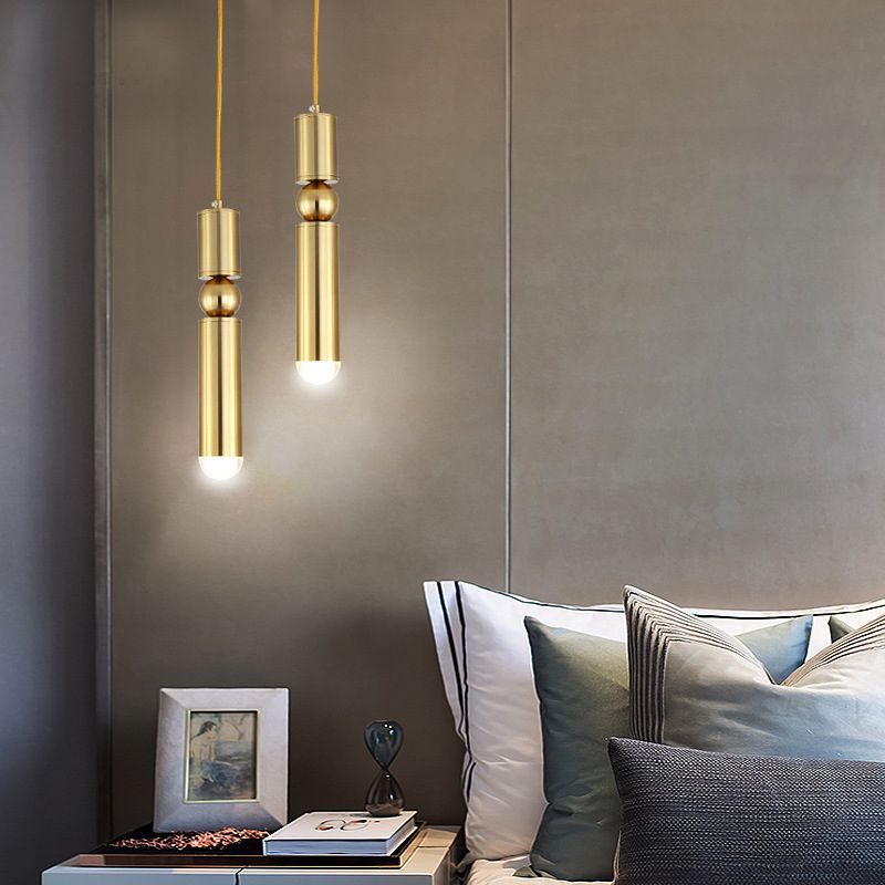 Cylindrical Metal Hanging Pendant Light Modern Style Ceiling Downlight Pendant Light for Dinning Room