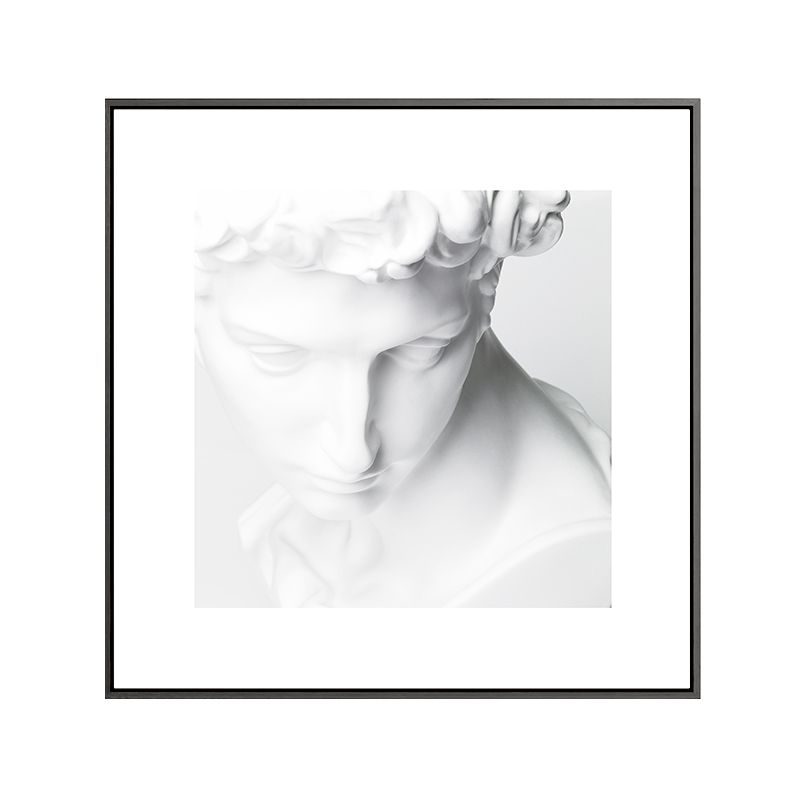 Minimalist Ancient Human Sculpture Canvas Light Color Textured Wall Art for Home