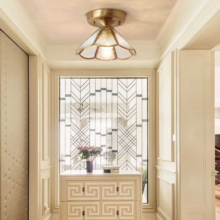Classic Scalloped Semi-Flush Plafond Mount de plafond en verre clair