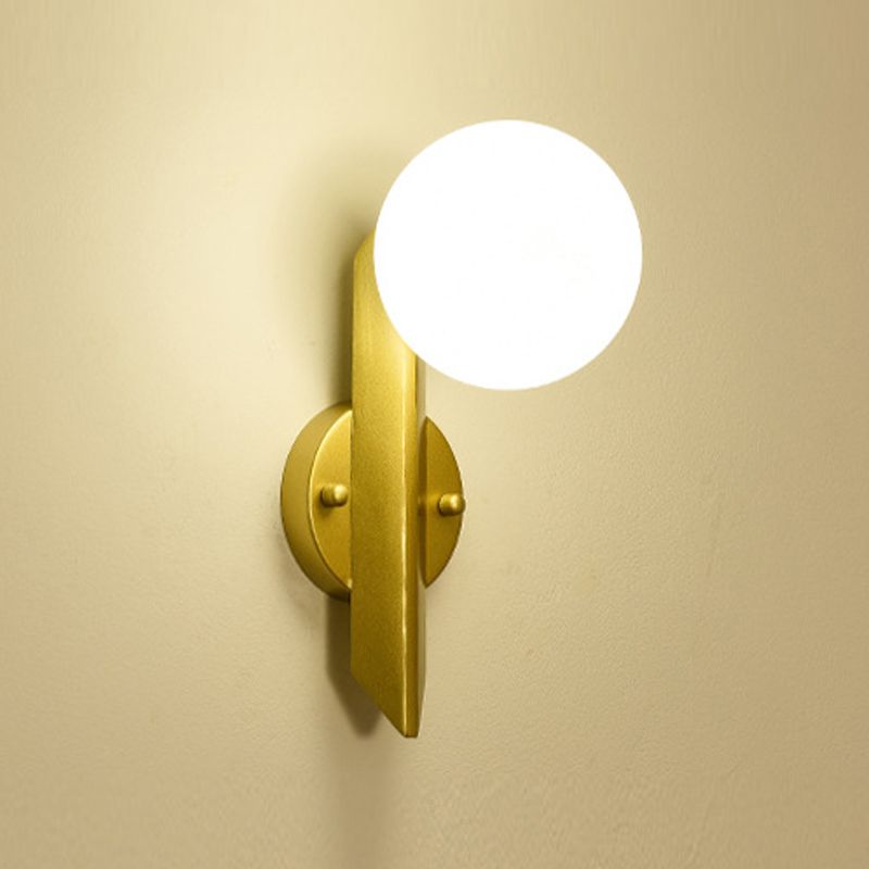 Modernist Wall Sconce Globe Glass Sconce Lighting in White for Bedroom