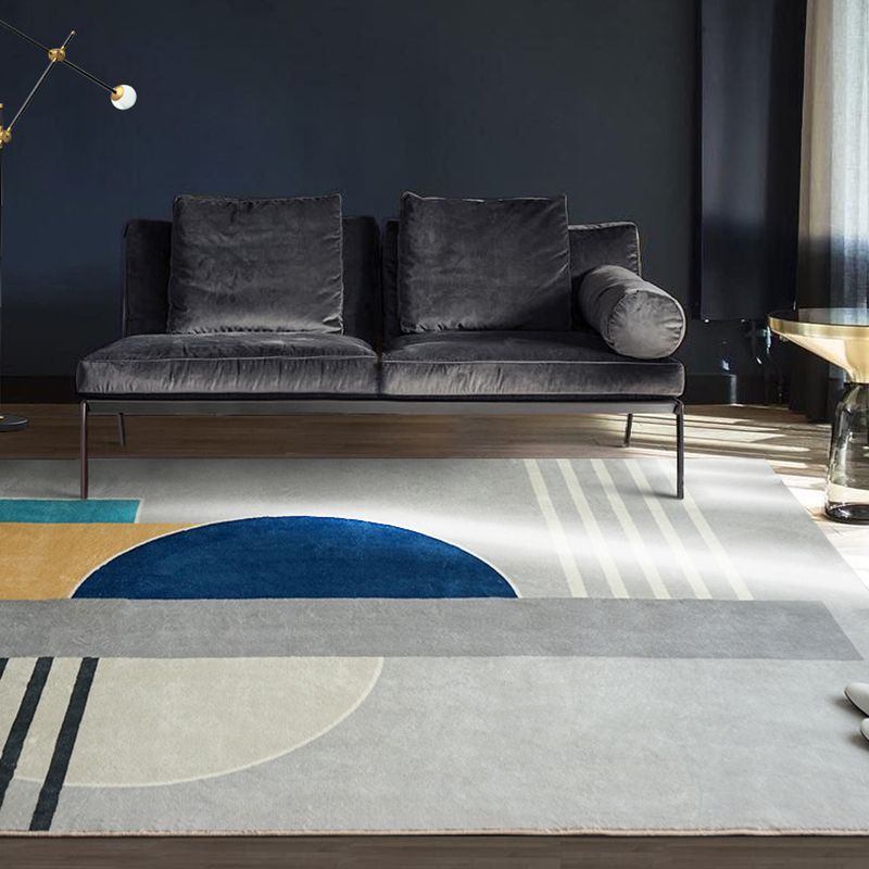 Trendy Nordic Style Rug Multi-Color Geometry Carpet with Stripes Washable Indoor Rug for Home