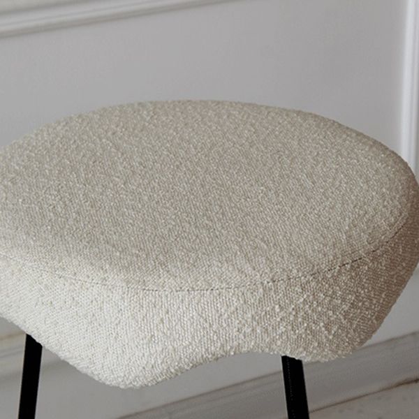 Modern Armless Backless Counter Stool Iron Cafe Bar Stool with Flannel Cushion and Pedal