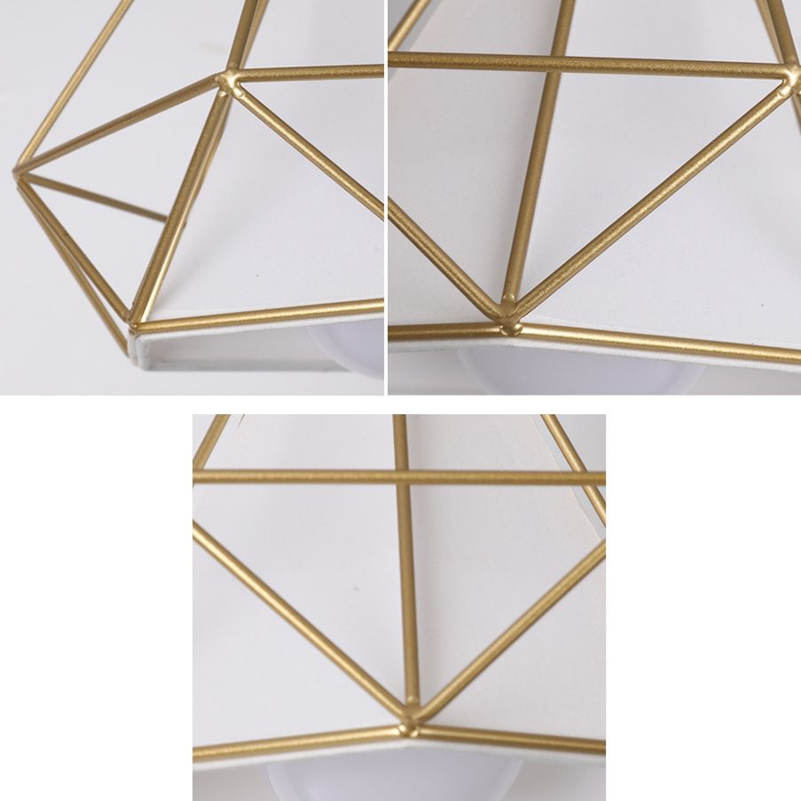 Diamond Cage Semi Flush Mount Light Fixture Industrial Iron Ceiling Mounted Fixture for Corridor