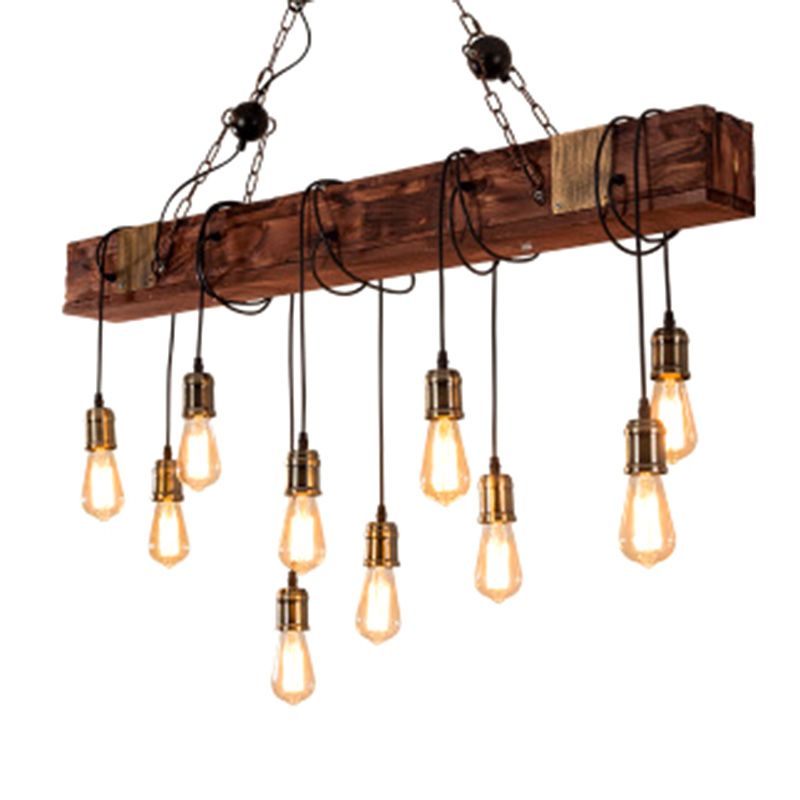 Linear Isola Lighting Wood Retro Industrial Style Impostazioni di illuminazione a sospensione per il ristorante