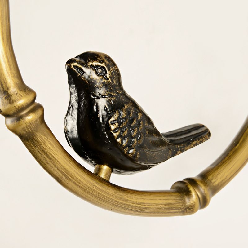 1 Light Wall Lamp Country Cone Fabric Sconce Light Fixture in White with Brass Metal Backplate