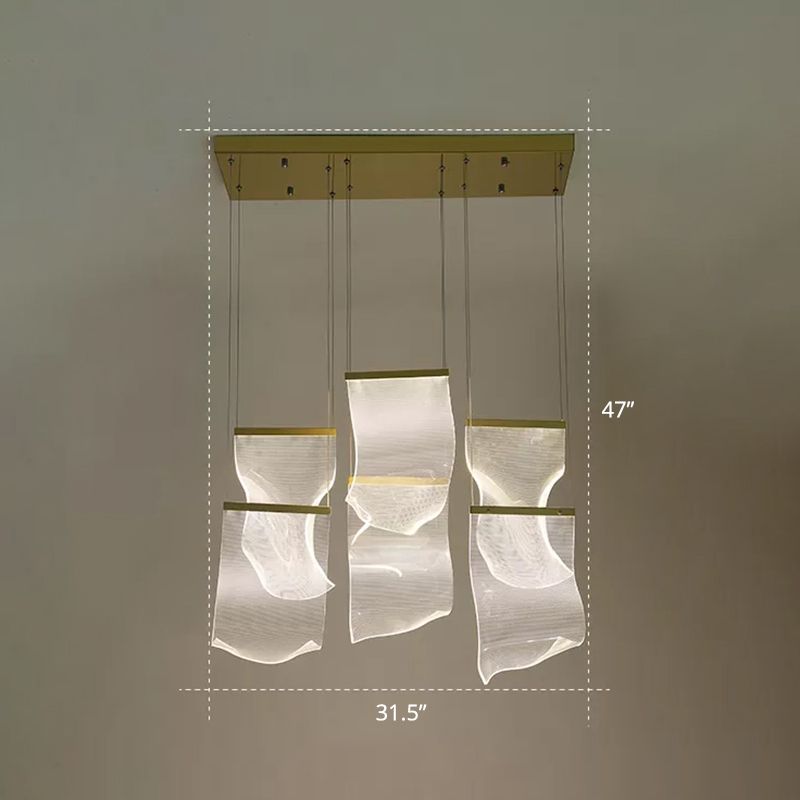 Curl Acrylique Pendre multi-lumière Art déco Clear LED Pendule Light for Dining Room