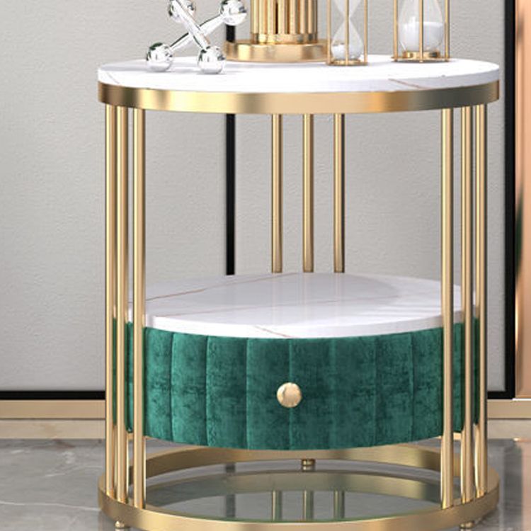 Glam 1 - Drawer Accent Table Nightstand 21.65" Tall Stone Night Table