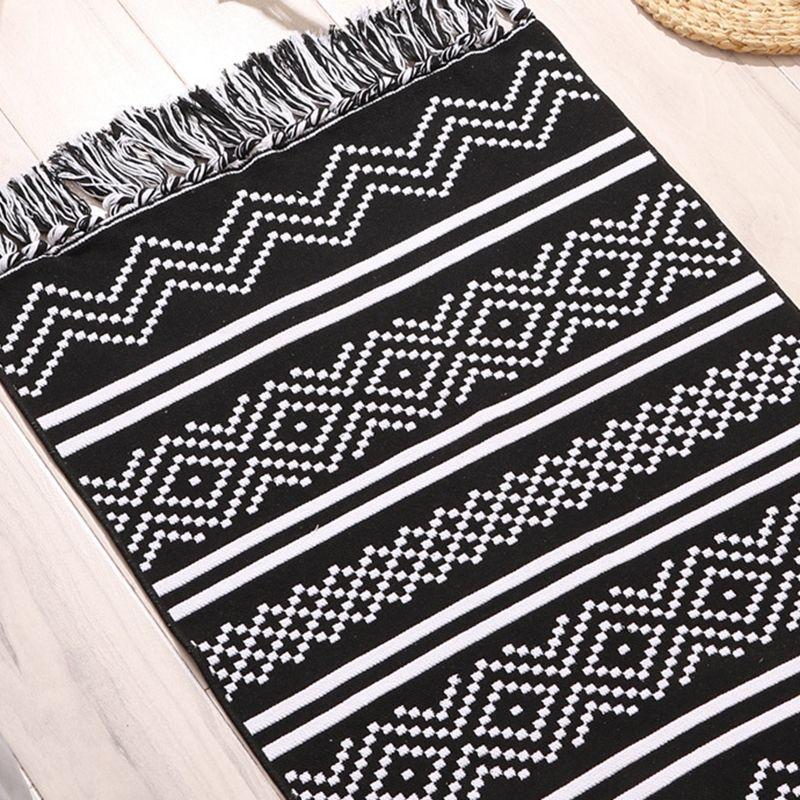 Zwart Boheems tapijt katoen Americana Patroon Area Rug Fringe Indoor Tapijt voor thuisdecoratie