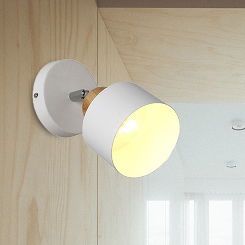 Rotatable Drum Metall Wandleuchte zeitgenössische 1 leichte Innenwandleuchten in Weiß