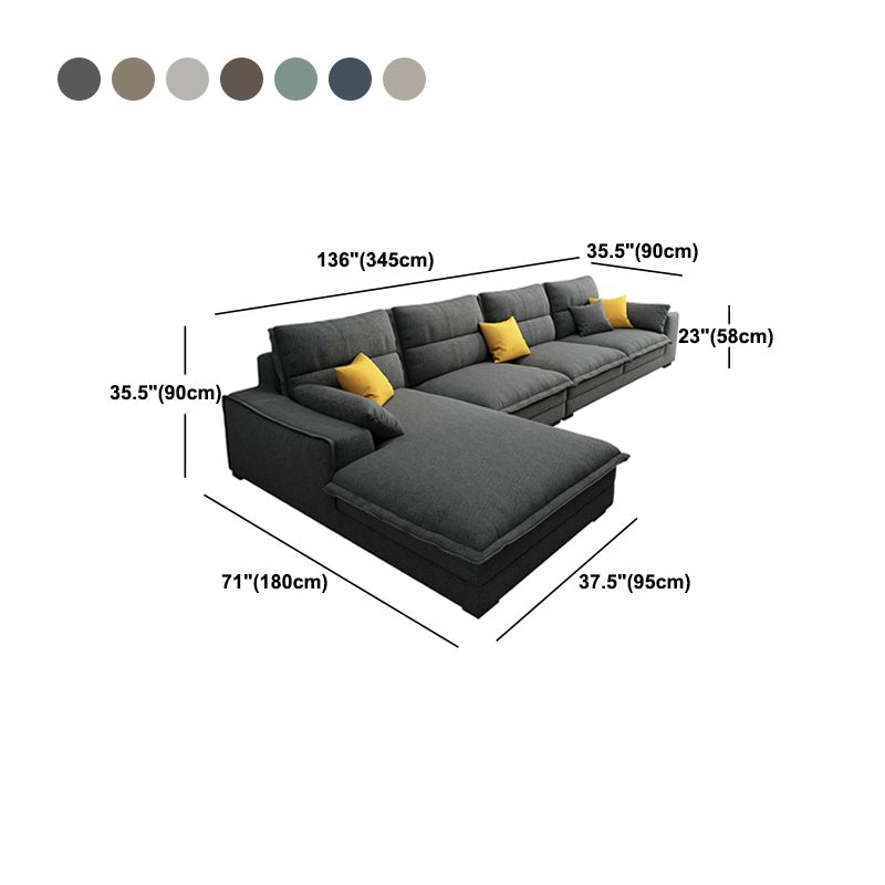 71" W Sectional Sofa L-Shape Stationary Linen Sectional Sofa