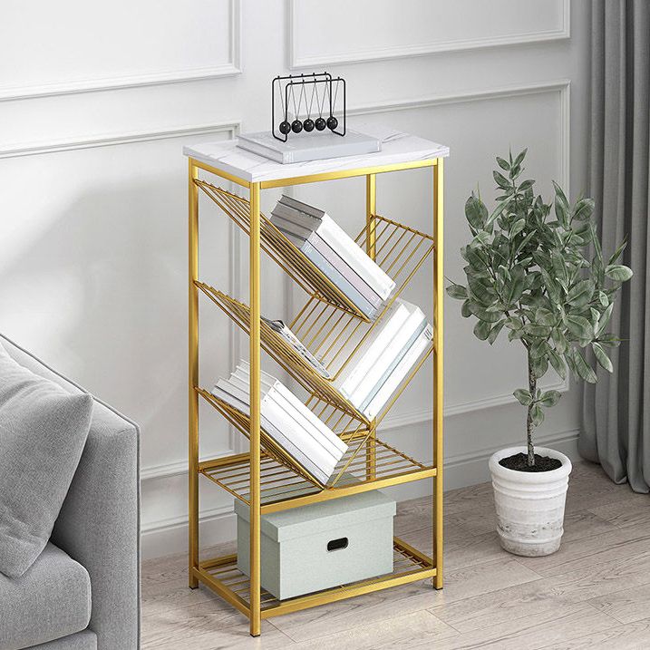 Modern Metal Book Shelf Home Open Back Bookcase with Shelves