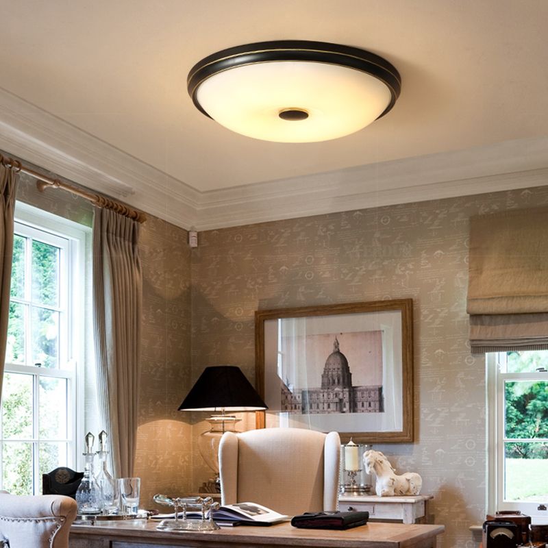 American Rustic Style Ceiling Light White Glass Dining Room Flush Mount Ceiling Lamp