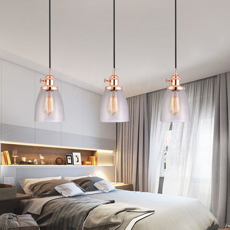 3 LIGHTS Transparent Glass Shade Island Lamp Retro Industrial Style suspendu suspendu pour salle à manger