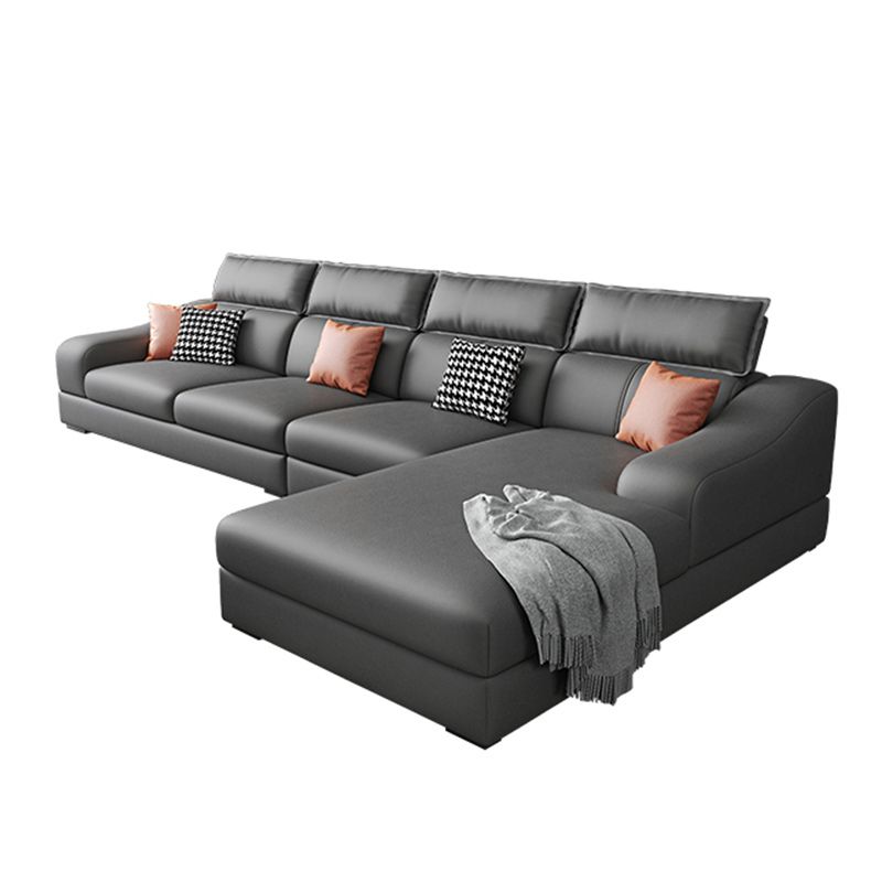 133.86" W √ó 70.87" D √ó 33.46" H L-Shape Faux Leather High Back Sloped Arms Sectional