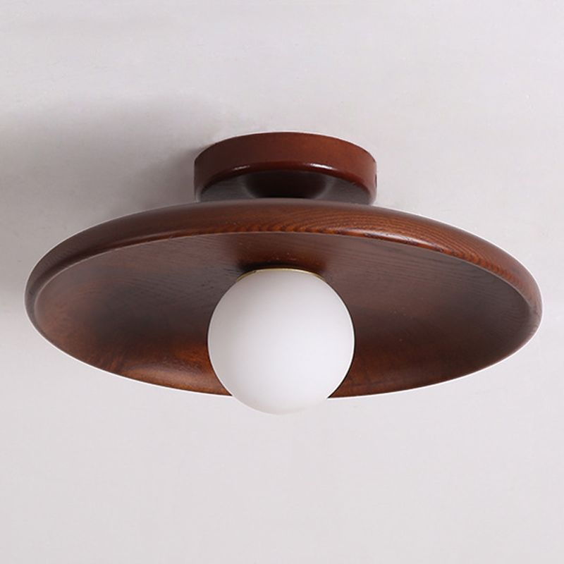 Lámpara de techo interior de madera con montaje empotrado, globo creativo moderno, con pantalla de cristal
