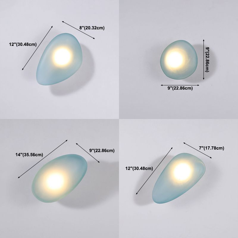 Nordic Style Iron Wall Light Cobblestone Shape Wall Lamp with Glass Shade for Bedroom