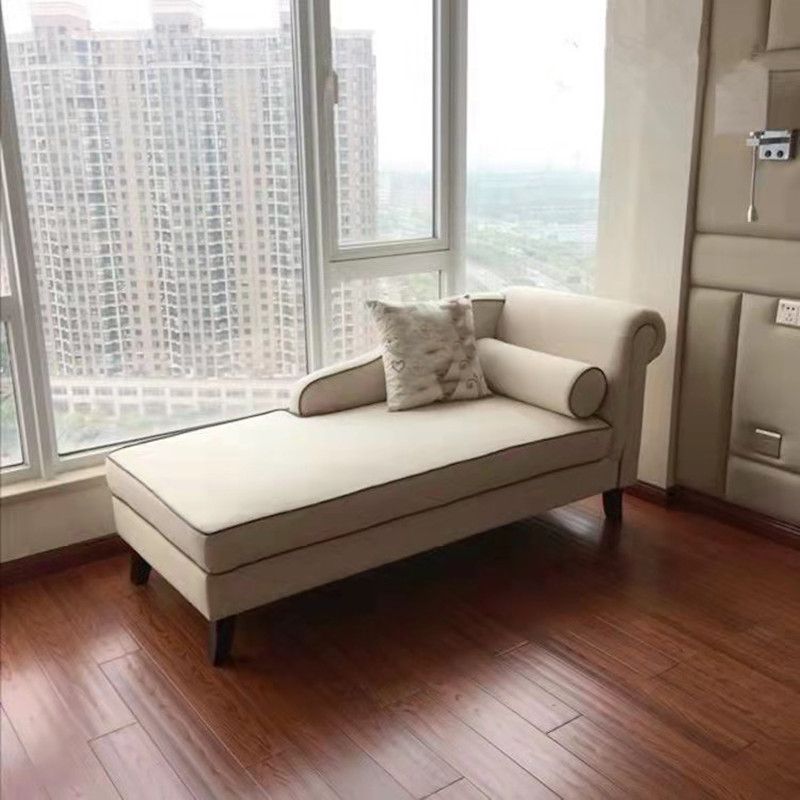 Farmhouse Style Chaise Solid Color Chaise Lounge with Rolled Arms