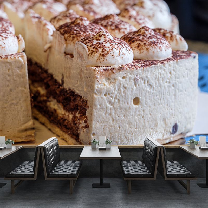 Cake Dessert Wall Mural Minimalist Decoration for Dessert Shop, Stain Resistant