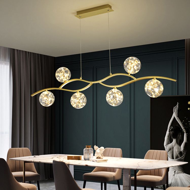 Pendants contemporains pour l'îlot de cuisine Éclairage pendentif linéaire en or