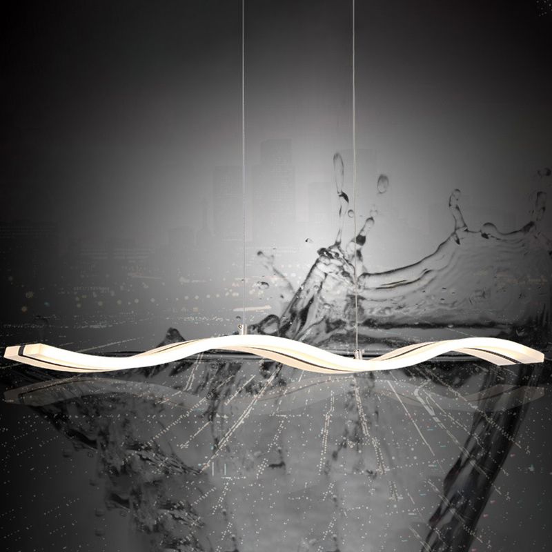 Pendante Wave Island Lights Assemblées d'éclairage de lustre en acrylique moderne pour le restaurant