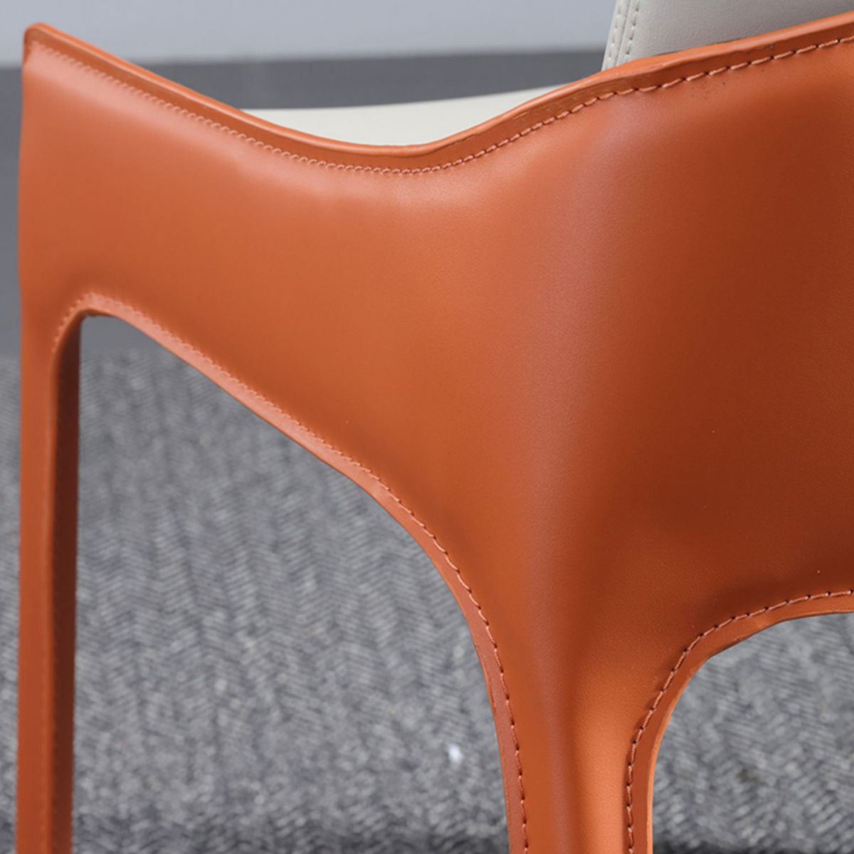 Modern Style Faux Leather Arm Dining Chairs Metal Dining Chair for Home Use