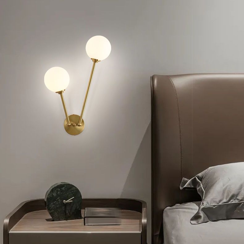 Glass Ball Shade Vanity Lighting Minimalist Wall Light Sconce for Bathroom