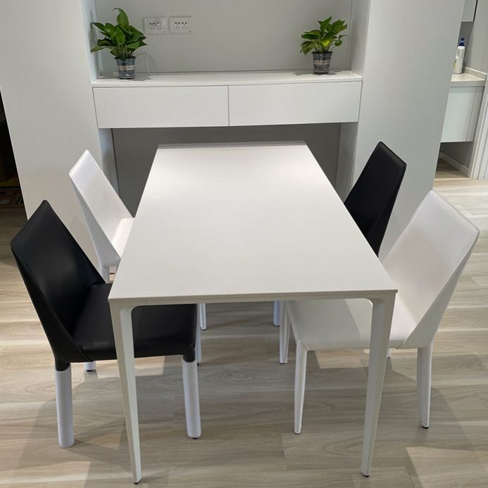 Modern White Sintered Stone Dining Table Rectangle Shape Standard Dining Table for Kitchen