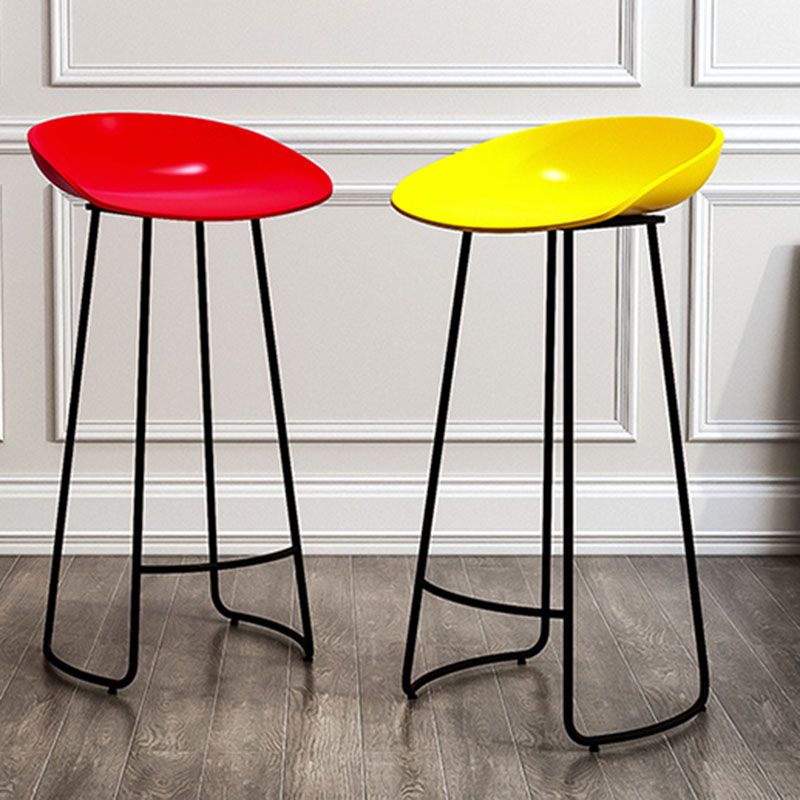Modern Armless Backrest Counter Stool Iron Kitchen Bar Stool with Acrylic Seat