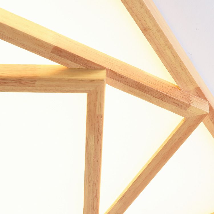 Plafonnier carré de 19/25/31.5 pouces de large, minimaliste, en bois, beige, LED, lampe encastrée, lumière blanche/chaude/naturelle