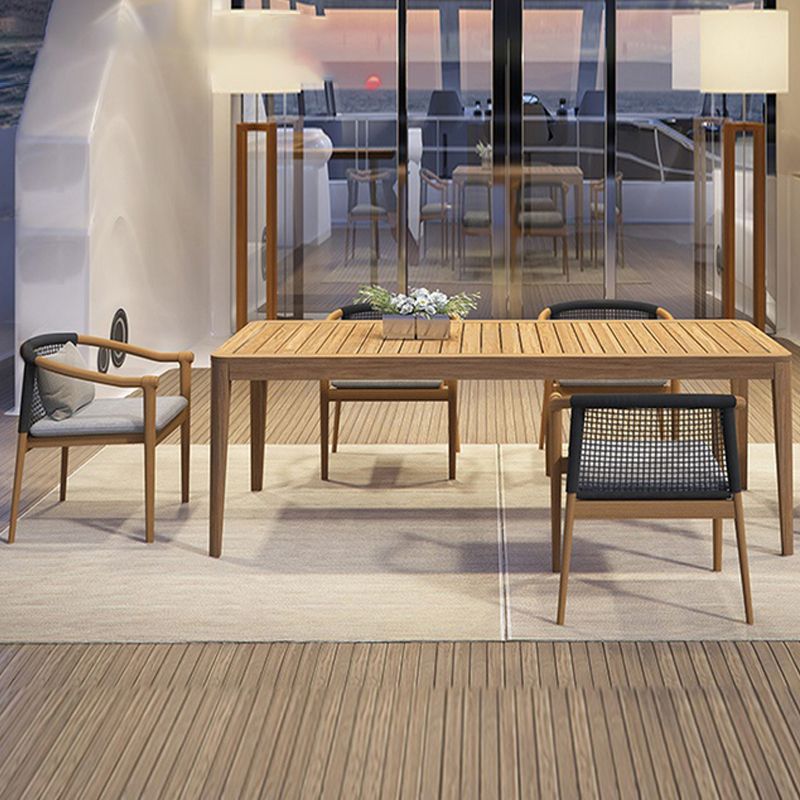 Solid Wood Dining Table Farmhouse Brown Table for Living Room